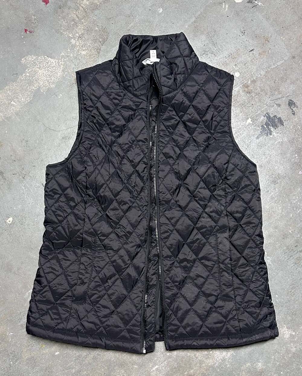 Time and Tru Quilted Vest Size S (4-6) Black Full Zip